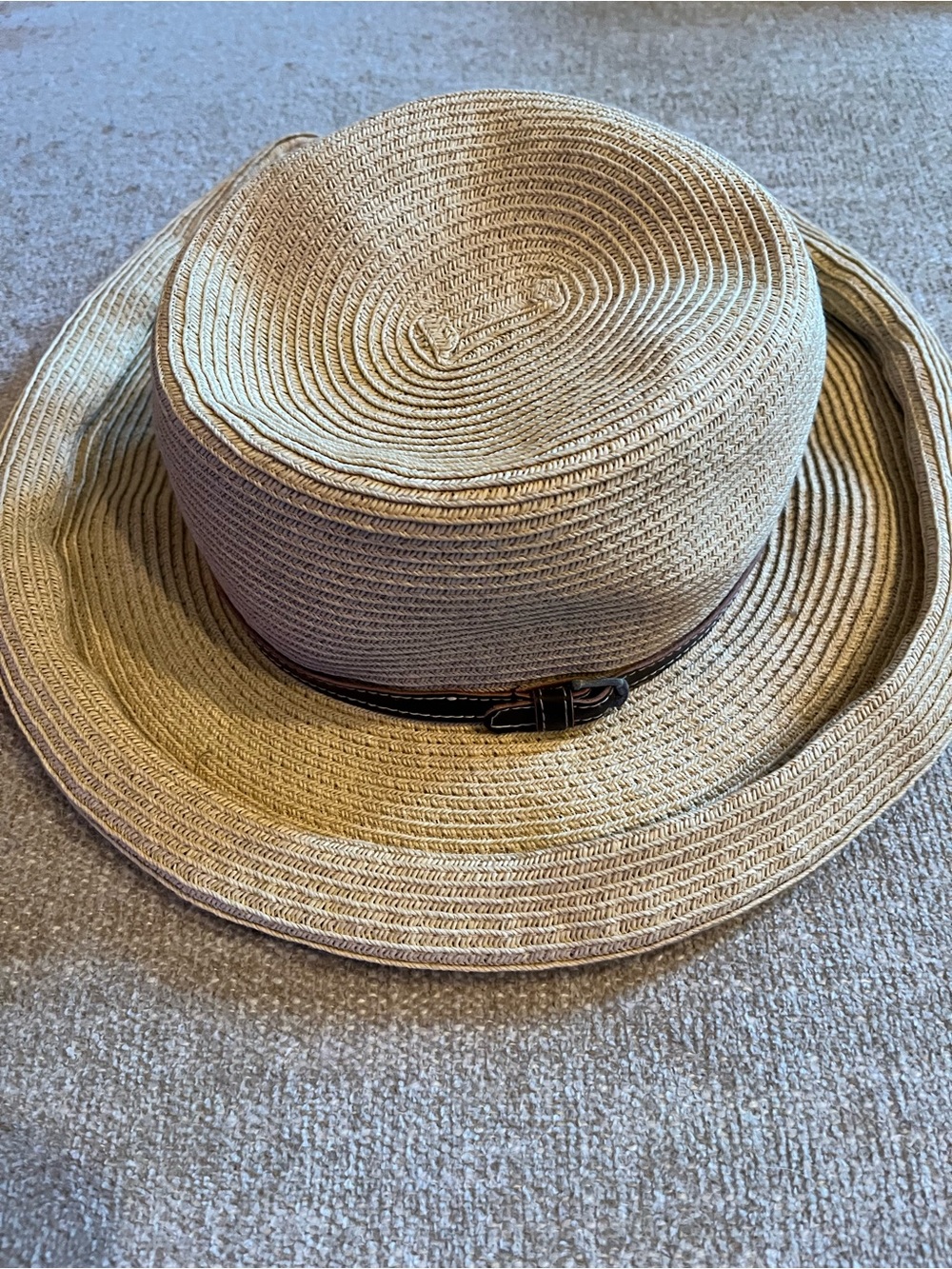 Nine West Natural Straw Sun Hat with Brown Accent Band